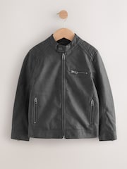 Black Faux Leather Biker Jacket (3-16yrs) - Image 5 of 10