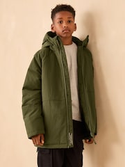 Khaki Green Shower Resistant Inner Wadded Coat (3-16yrs) - Image 1 of 10