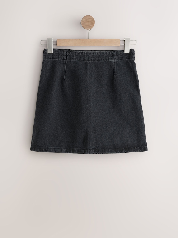 Black Denim Mini 100% Cotton Skirt - Image 1 of 3