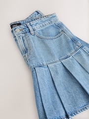 Mid Blue Denim Pleated Denim Mini Skirt - Image 6 of 7