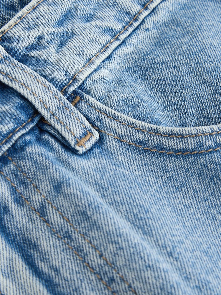 Mid Blue Denim Pleated Denim Mini Skirt - Image 7 of 7