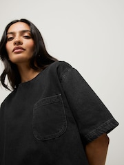 Washed Black Denim 100% Cotton T-Shirt - Image 4 of 7