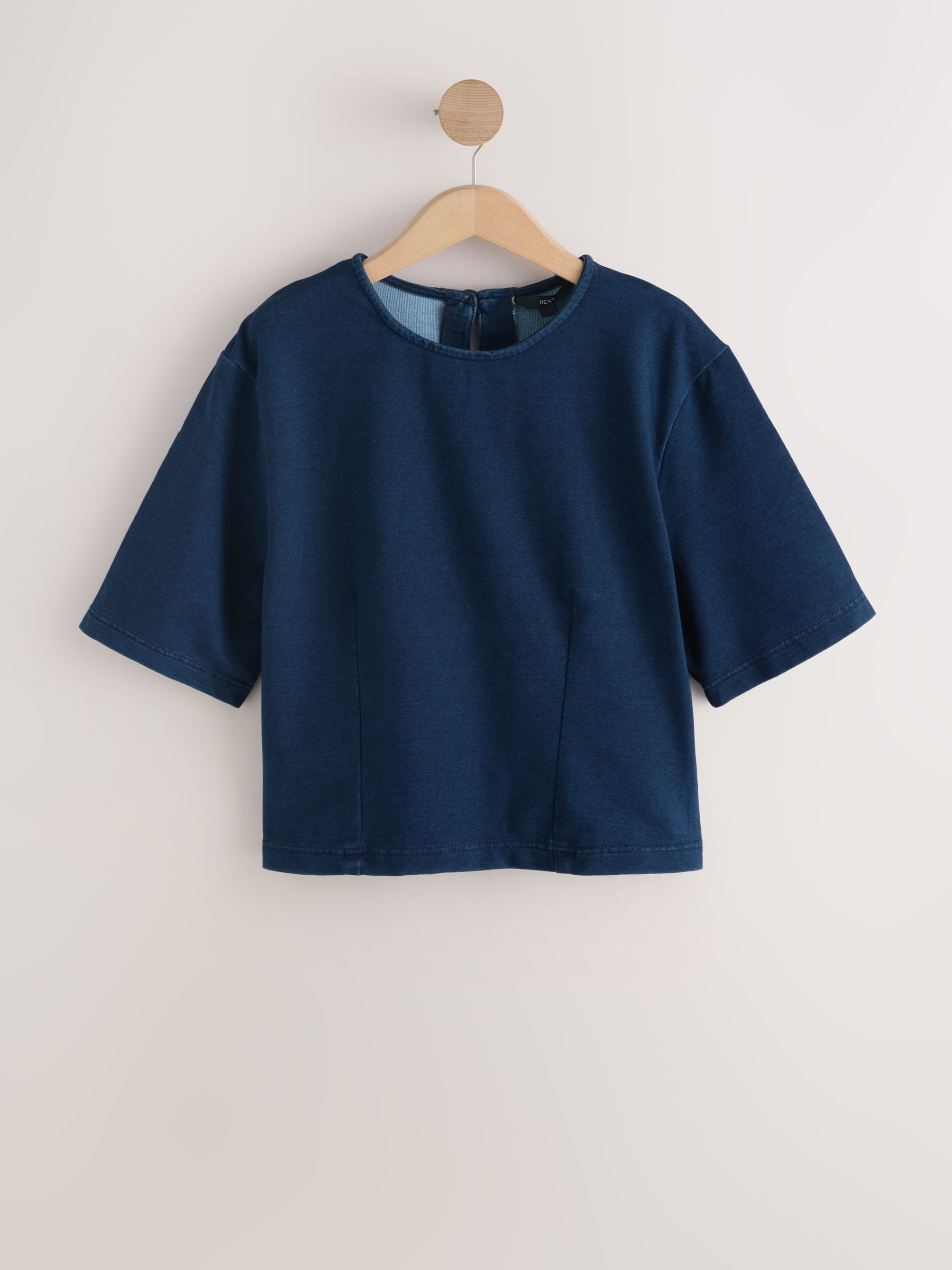 Buy Dark Blue Denim Jersey Short Sleeve T-Shirt from Next USA