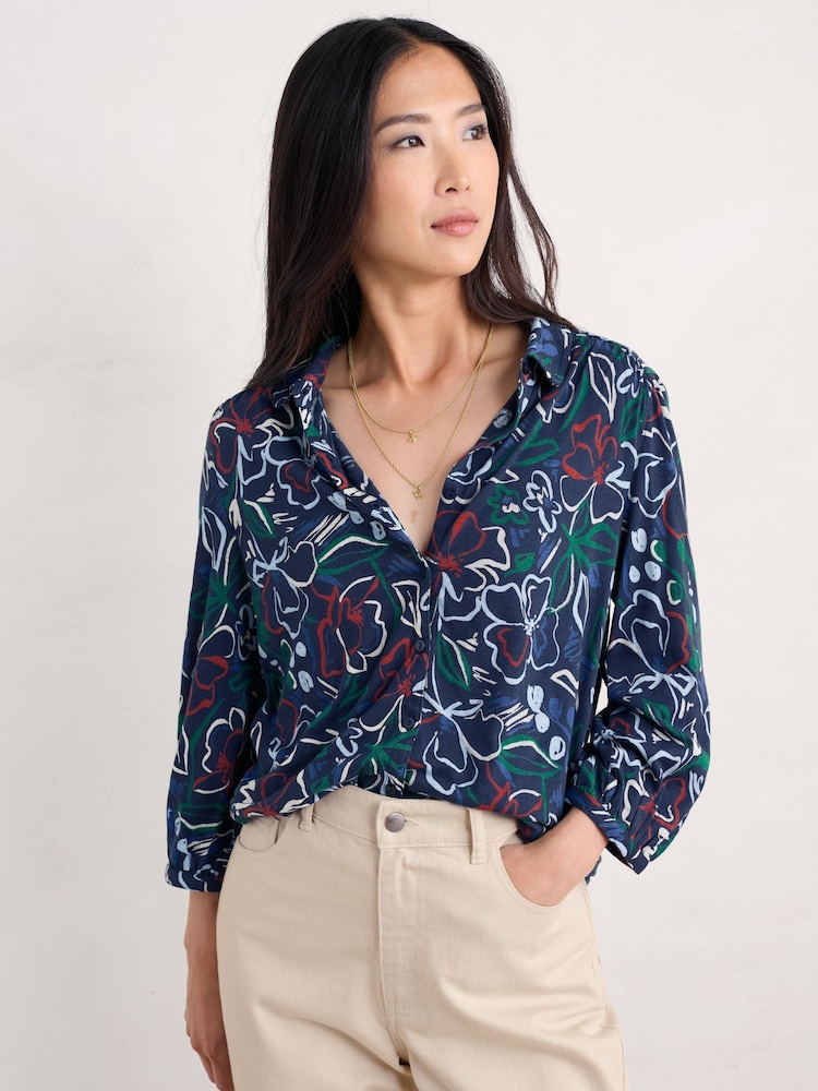Seasalt Cornwall Embrace 3/4 Sleeve Jersey Shirt - Imagen 1 de 5
