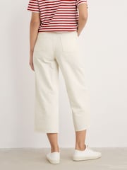 Seasalt Cornwall Cream Tall Petite Sennen Cove Wide Leg 100% Cotton Jeans - Image 2 of 5