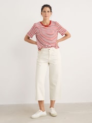 Seasalt Cornwall Cream Tall Petite Sennen Cove Wide Leg 100% Cotton Jeans - Image 3 of 5