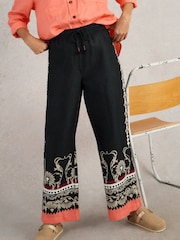 White Stuff Black Belle 100% Linen Wide Leg Trousers - Image 1 of 6
