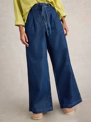 White Stuff Mid Blue Denim Sasha Wide Leg Jeans - Image 1 of 7