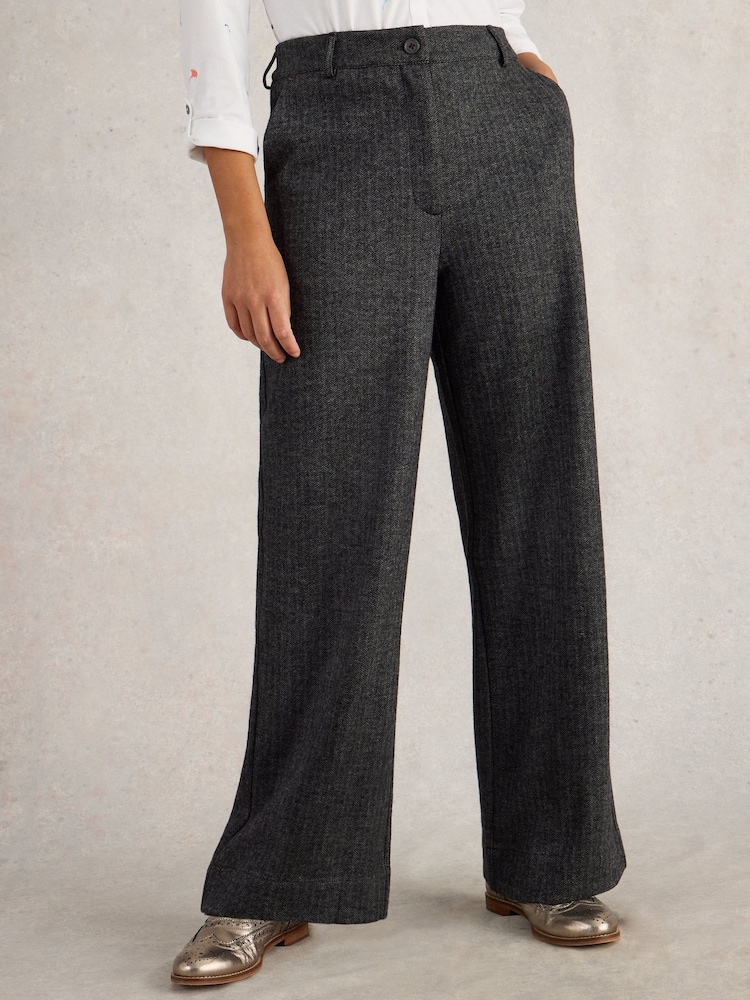 White Stuff Black Belle Tweedy Wide Leg Trousers - Image 1 of 6