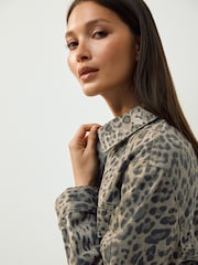 Leopard Oversized Relaxed Fit Denim Trucker Jacket - Image 5 of 8