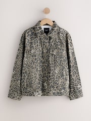Leopard Oversized Relaxed Fit Denim Trucker Jacket - Image 6 of 8