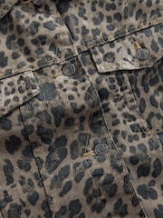 Leopard Oversized Relaxed Fit Denim Trucker Jacket - Image 8 of 8