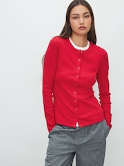 Red Henley Button Through Long Sleeve Ribbed T-Shirt - Image 2 of 7
