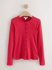 Red Henley Button Through Long Sleeve Ribbed T-Shirt - Image 5 of 7