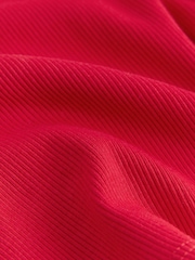 Red Henley Button Through Long Sleeve Ribbed T-Shirt - Image 6 of 7