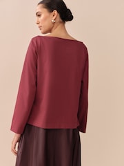 Berry Red Long Sleeve Crew Neck Supima T-Shirt - Image 3 of 7