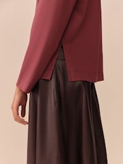 Berry Red Long Sleeve Crew Neck Supima T-Shirt - Image 4 of 7