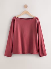 Berry Red Long Sleeve Crew Neck Supima T-Shirt - Image 5 of 7
