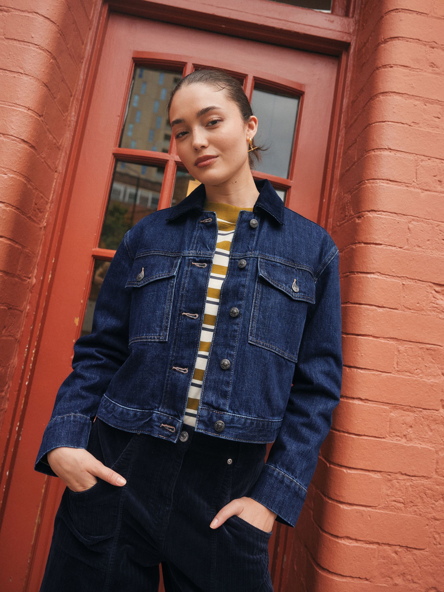 Buy Dark Blue Cord Collar Denim Jacket from Next USA