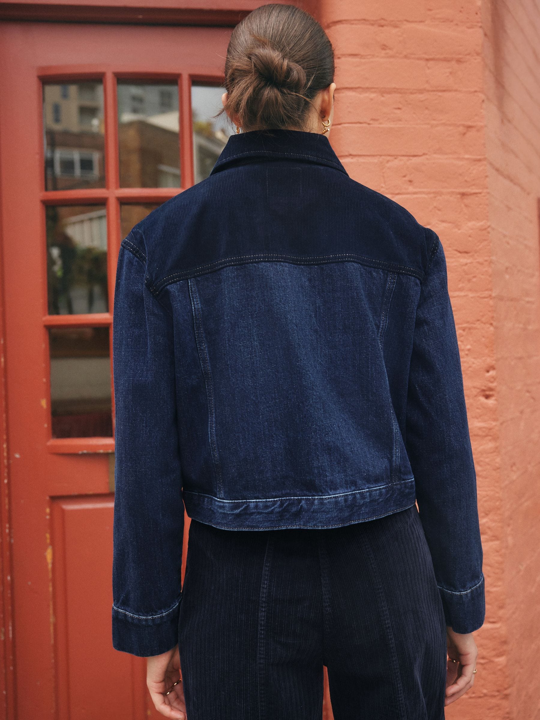 Buy Dark Blue Cord Collar Denim Jacket from Next Romania