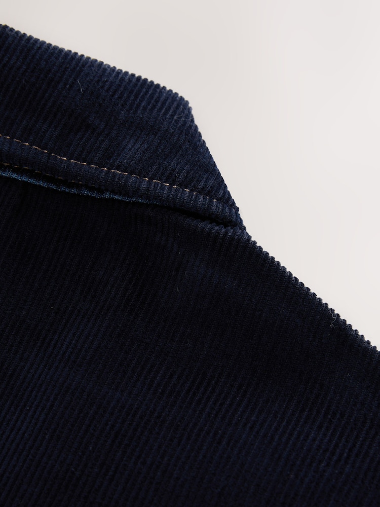 Dark Blue Cord Collar Denim Jacket - Image 4 of 4