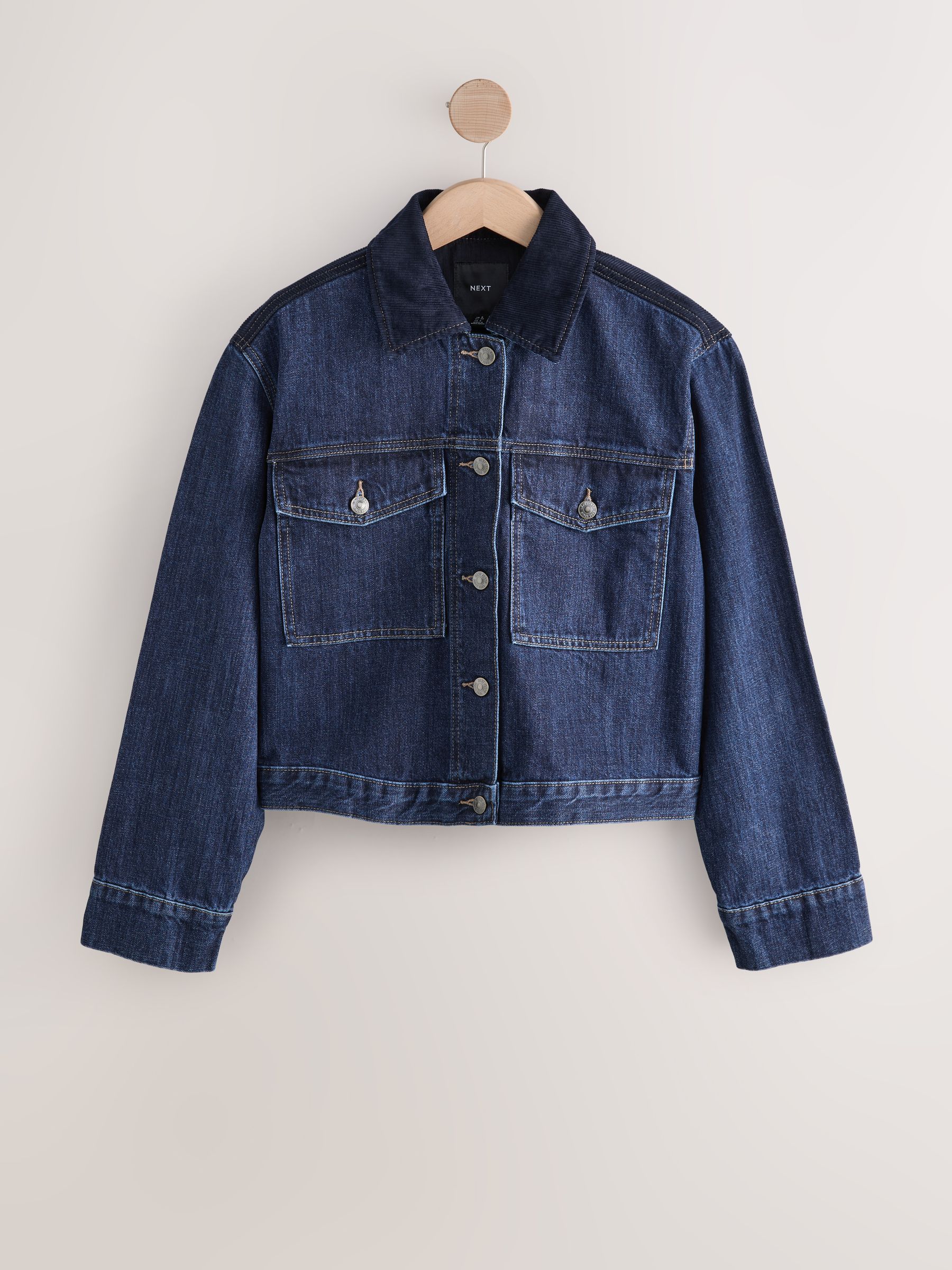 Buy Dark Blue Cord Collar Denim Jacket from Next USA