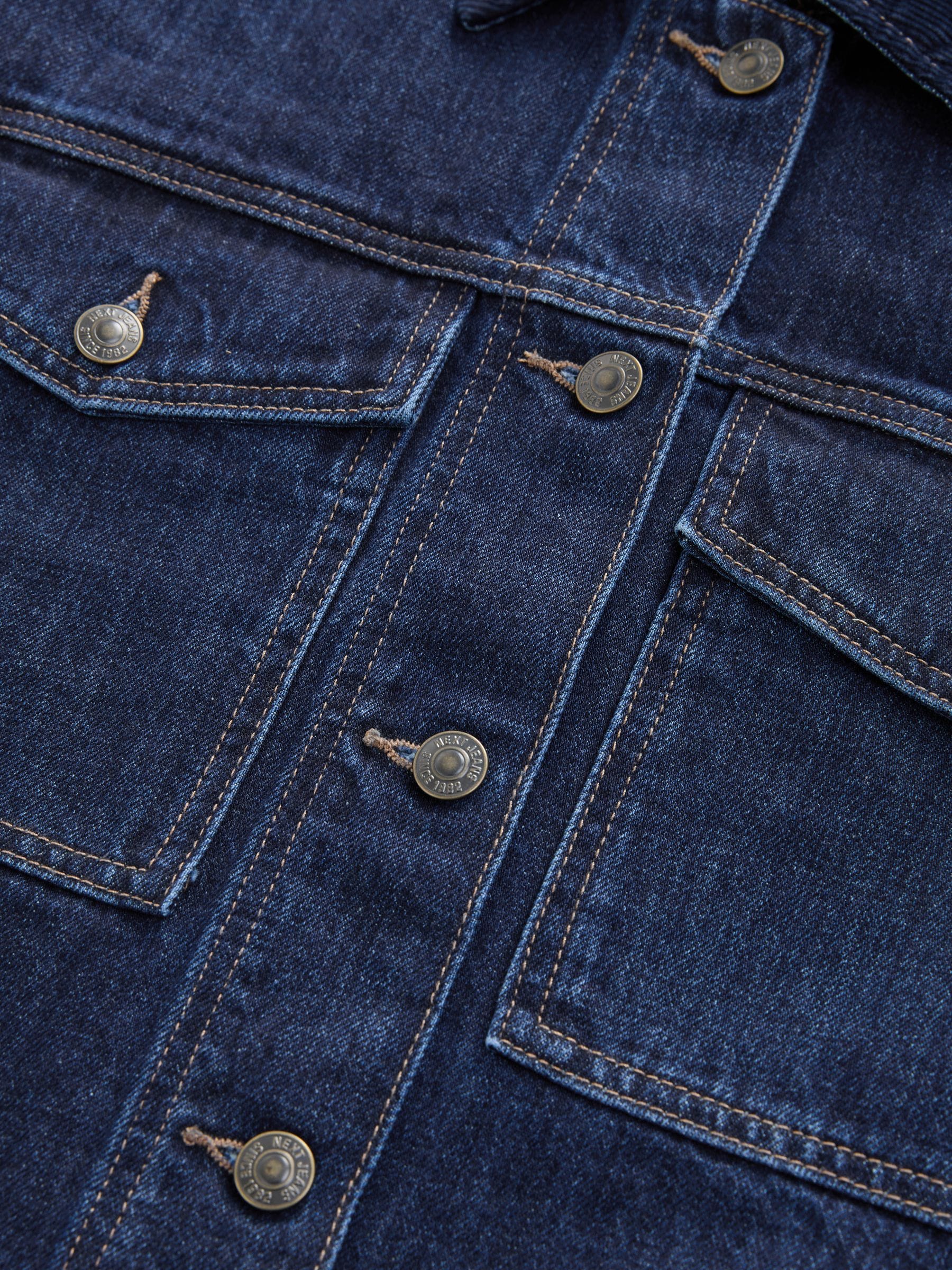 Buy Dark Blue Cord Collar Denim Jacket from Next Romania