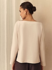 Ecru White Long Sleeve Crew Neck Supima T-Shirt - Image 4 of 8