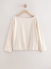 Ecru White Long Sleeve Crew Neck Supima T-Shirt - Image 6 of 8