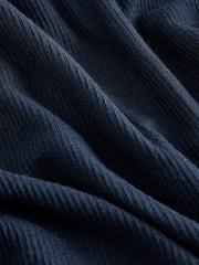 Navy Layered Semi Sheer High Neck Ribbed Long Sleeve Top - Image 3 of 3