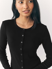 Preto - Henley Button Through Long Sleeve Ribbed T-Shirt - Imagem 4 de 7