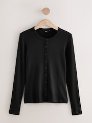 Preto - Henley Button Through Long Sleeve Ribbed T-Shirt - Imagem 5 de 7