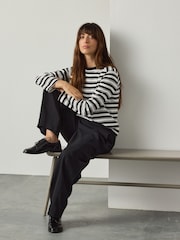 Monochrome Stripe Long Sleeve Crewneck T-Shirt - Image 1 of 8
