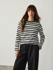 Monochrome Stripe Long Sleeve Crewneck T-Shirt - Image 2 of 8