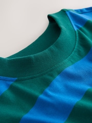 Green/Blue Graphic Stripe Long Sleeve Crewneck T-Shirt - Image 7 of 8