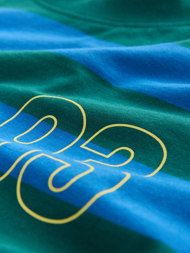 Green/Blue Graphic Stripe Long Sleeve Crewneck T-Shirt - Image 8 of 8