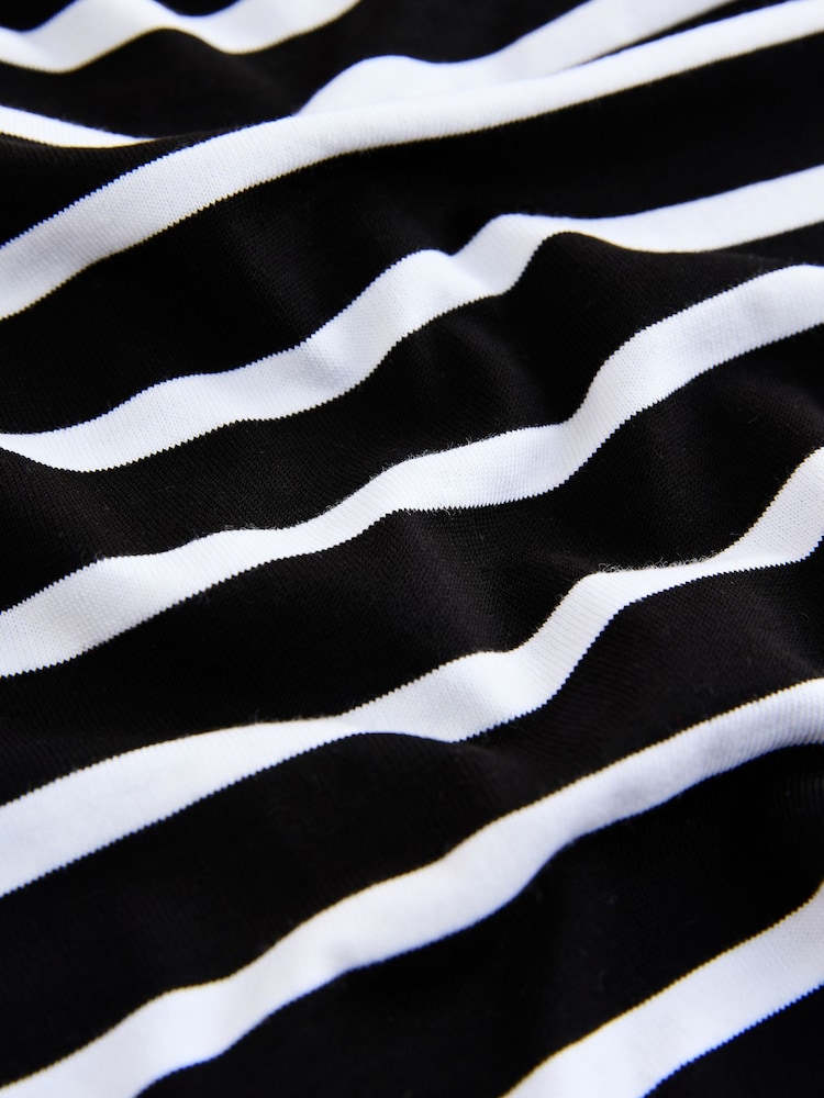 Black/White Striped - Camiseta pesada de manga comprida com gola redonda - Imagem 2 de 3