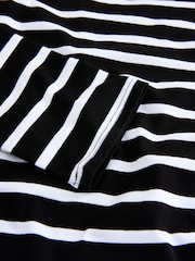Black/White Striped - Camiseta pesada de manga comprida com gola redonda - Imagem 3 de 3