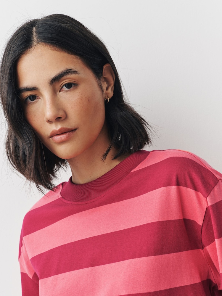 Débardeur NEXT Fille - Coton Rayé Rose - Taille 12 Ans - Col Rond - Très Bon état