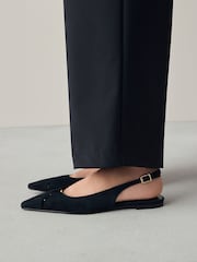 Black Forever Comfort® Leather Cutout Hardware Detail Slingback Heels - Image 13 of 15