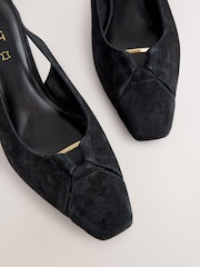 Black Forever Comfort® Leather Cutout Hardware Detail Slingback Heels - Image 14 of 15
