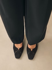 Black Forever Comfort® Leather Cutout Hardware Detail Slingback Heels - Image 4 of 15