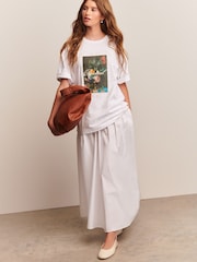 White Floral Graphic Embrodiered T-Shirt - Image 2 of 8