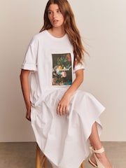 White Floral Graphic Embrodiered T-Shirt - Image 3 of 8