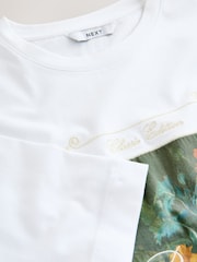 White Floral Graphic Embrodiered T-Shirt - Image 8 of 8