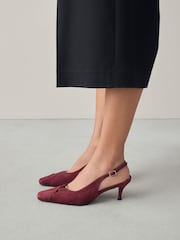 Burgundy Red Forever Comfort® Leather Cutout Hardware Detail Slingback Heels - Image 2 of 10
