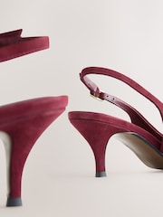 Burgundy Red Forever Comfort® Leather Cutout Hardware Detail Slingback Heels - Image 3 of 10