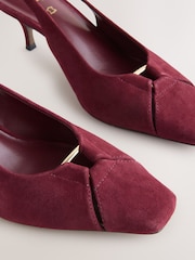 Burgundy Red Forever Comfort® Leather Cutout Hardware Detail Slingback Heels - Image 4 of 10