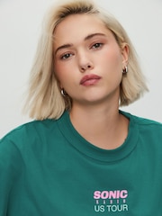 Green/Pink Graphic Long Sleeve Crew Neck Top - Image 5 of 9