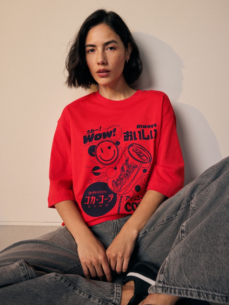 Red Coke Graphic Printed Short Sleeve T-Shirt - Image 1 of 9